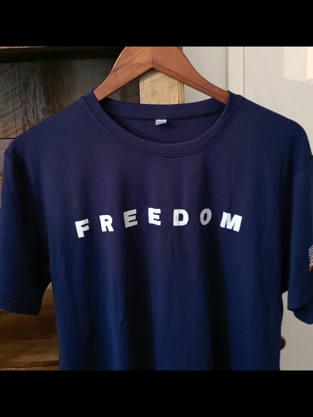 Freedom Graphic Crewneck T-Shirt - Navy, Brand New Without Tags